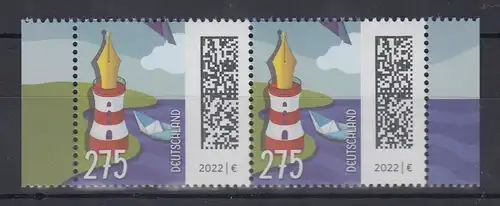 Bundesrepublik 2022 Leuchtturm 275 Cent Mi.-Nr. 3657 waag. Paar  **