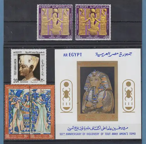 Ägypten / Egypt 1972 Tut-ench-Amun Mi.-Nr. 1087-90 a / b + Block 27 **