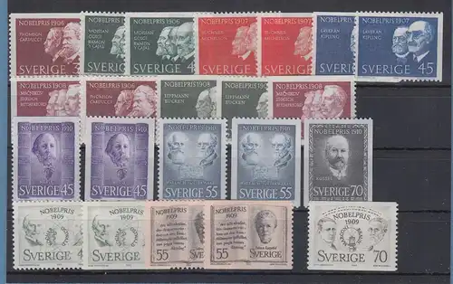 Schweden frühe Nobelpreisträger Lot 22 Werte ** 