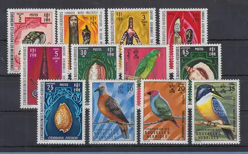 Neue Hebriden 1972 Freimarken franz. Mi.-Nr. 335-346 Satz kpl. ** / MNH