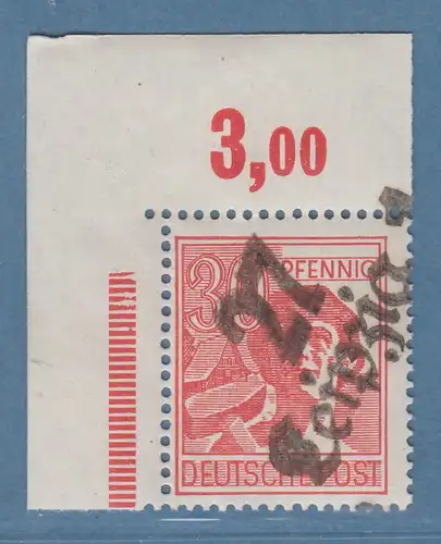 SBZ Bezirkshandstempel 27 OPD Leipzig 30Pfg Mi.-Nr. 176 Ecke OL ** gpr. HERBST