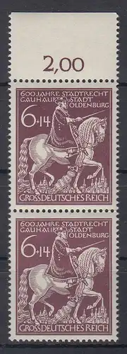 Deutsches Reich 1945 600 Jahre Oldenburg  Mi.-Nr. 907 mit Plattenfehler I **