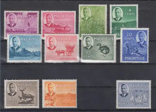 Mauritius 1950 Landestypische Motive  Mi-Nr. 227- 241 nicht kpl. postfrisch **