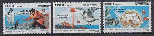 Peru 1989 Antarktis-Expedition Mi.-Nr. 1446-48 Satz 3 Werte **