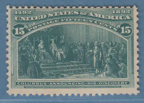 USA 1892 Columbus 15 Cent Wert  Mi.-Nr. 81 ungebraucht ohne Gummi (*)