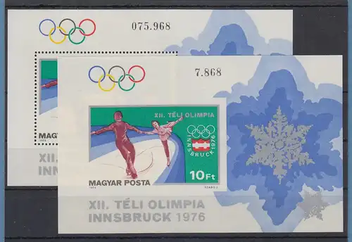 Ungarn 1976 Olympische Spiele Innsbruck  Mi.-Nr. Block 116 A und B  **