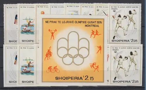 Albanien 1976 Olympische Spiele Montreal Mi.-Nr. 1807-14 A und B, Block 58 **