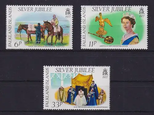 Falkland-Inseln 1977 Queen Elisabeth II. Thron-Jubiläum Mi.-Nr. 249-251 **
