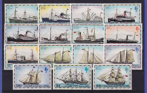 Falkland-Inseln 1978 Postschiffe Mi.-Nr. 255-269 II postfrisch **