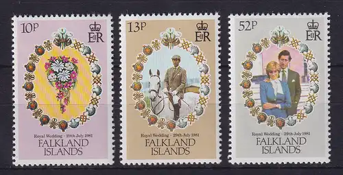 Falkland-Inseln 1981 Hochzeit Prince Charles und Lady Diana Mi.-Nr. 326-328 **