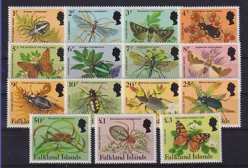Falkland-Inseln 1984 Einheimische Insekten und Spinnen Mi.-Nr. 390-404 **