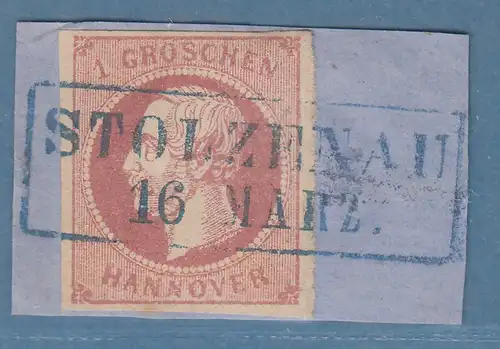 Hannover 1859 König Georg V. 1 Groschen Mi.-Nr.14a  O STOLZENAU auf Briefstück