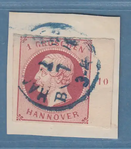 Hannover 1859 König Georg V. 1 Groschen Mi.-Nr.14c mit Randzahl auf Briefstück