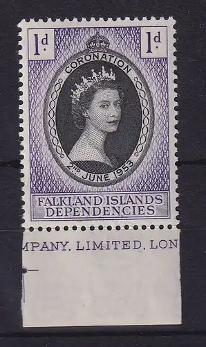 Falkland-Inseln Abhängige Gebiete 1953 Queen Elisabeth II. Mi.-Nr. 18 **