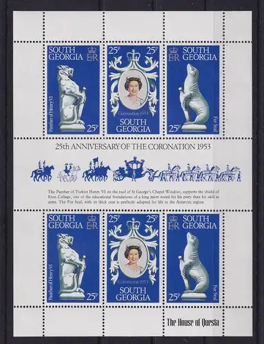 Falkland-Inseln Südgeorgien 1978 Queen Elisabeth II. Mi.-Nr. 71-73 Kleinbogen **