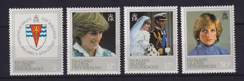 Falkland-Inseln Dependencies 1982 Prinzessin Diana Mi.-Nr. 112-115 postfrisch **