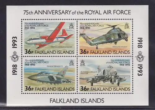 Falkland-Inseln 1993 - 75 Jahre Royal Air Force Mi.-Nr. Block 11 postfrisch **