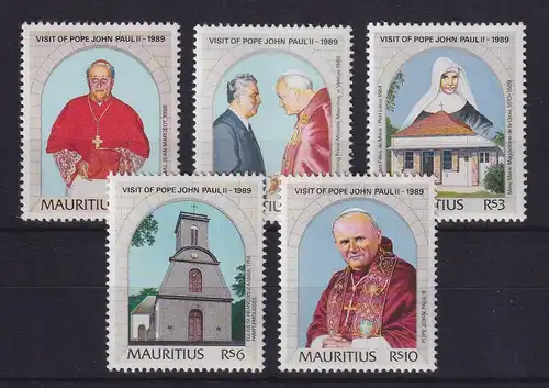 Mauritius 1989 Papstbesuch Mi.-Nr. 687-691 postfrisch **
