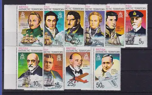 Britische Antarktis 1973 Antarktisforscher Lot 10 Werte aus Mi.-Nr. 45-59 A Y **