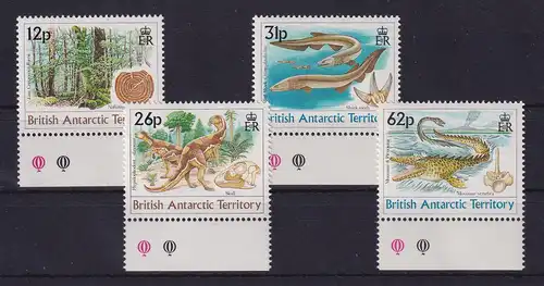 Britische Antarktis 1991 Natur im Mesozoikum Mi.-Nr. 173-176 Unterrandstücke **