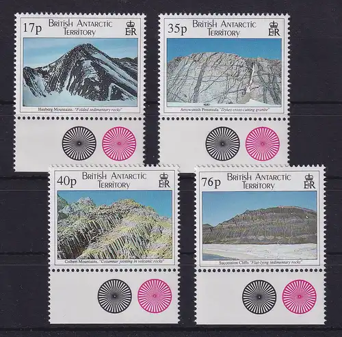 Britische Antarktis 1995 Fels-Formationen Mi.-Nr. 241-244 Unterrandstücke **