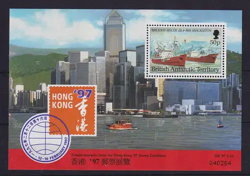 Britische Antarktis 1997 Briefmarkenausstellung HONG KONG Mi.-Nr. Block 5 **