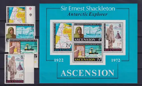Ascension Island 1972 Shackleton-Expedition Mi.-Nr. 160-163 und Block 5 **