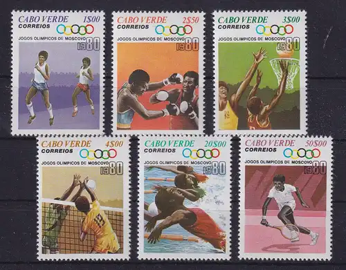 Kap Verde 1980 Olympische Spiele Moskau Mi.-Nr. 407-412 postfrisch ** 