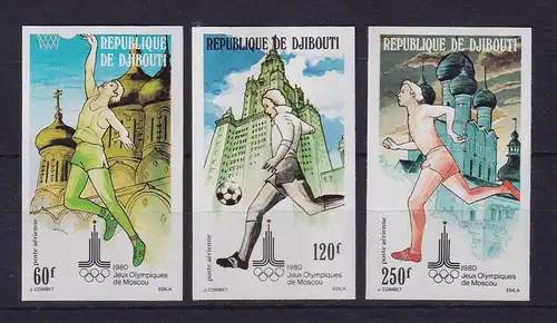 Djibuti 1980 Olympische Spiele in Moskau Mi.-Nr. 273-275 U postfrisch ** 