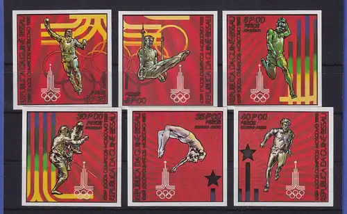 Guinea-Bissau 1980 Olympische Spiele in Moskau Mi.-Nr. 554-559 B postfrisch ** 