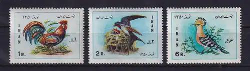 Iran 1971 Neujahrsfest Vögel Mi.-Nr. 1502-1504 postfrisch ** 
