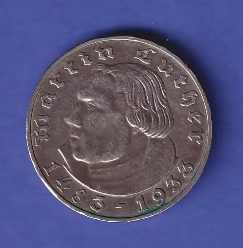 Deutsches Reich Silbermünze Martin Luther 2 Reichsmark 1933 A