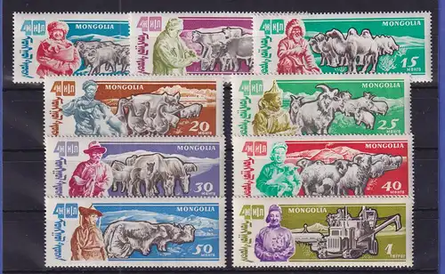 Mongolei 1961 Landwirtschaftliche Nutztiere Mi.-Nr. 242-250 postfrisch **