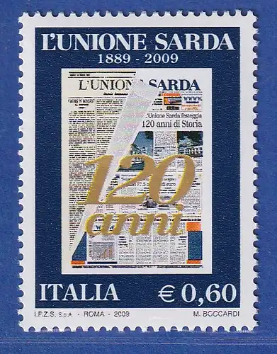 Italien 2009 Tageszeitung L`Unione Sarda  Mi.-Nr. 3330 ** 