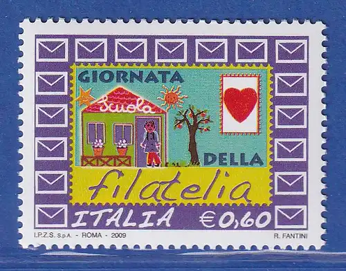 Italien 2009 Tag der Briefmarke, Schule, Herz  Mi.-Nr. 3334 ** 