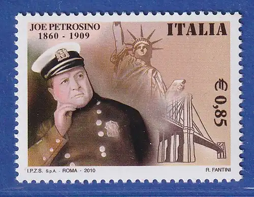 Italien 2010 Giuseppe Joe Petrosino New Yorker Polizist  Mi.-Nr. 3398 ** 