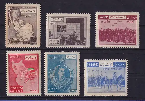 Iran 1950 Befreiung von Aserbaidschan Mi.-Nr. 832-837 postfrisch ** 