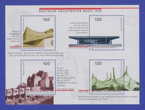 Bundesrepublik 1997 Blockausgabe Deutsche Architektur    Mi.-Nr. Block 37 **