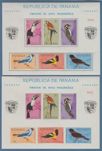 Panama 1967 Vögel Mi.-Nr. Block 42 A/B  postfrisch ** / MNH 