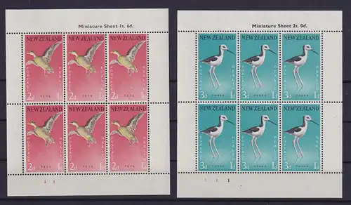 Neuseeland 1959 Vögel Mi.-Nr. 386-387 Kleinbögen postfrisch **