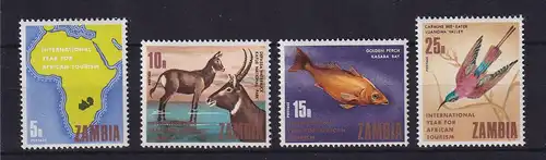 Sambia 1969 Afrika-Tourismus Tiere Mi.-Nr. 57-60 postfrisch **