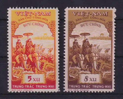 Vietnam 1959 Asiatische Elefanten mit Howdahs Mi.-Nr. 95 x und 96 y (*)