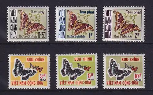 Süd-Vietnam 1968 Portomarken Schmetterlinge Mi.-Nr. 15-20 **