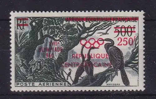 Zentralafrikanische Republik 1960 Olympiade Schlangenhalsvogel Mi.-Nr. 16 **