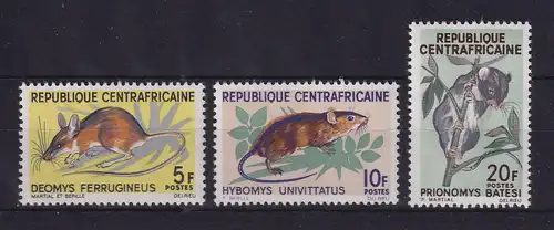 Zentralafrikanische Republik 1966 Ratten Mi.-Nr. 113-115 **