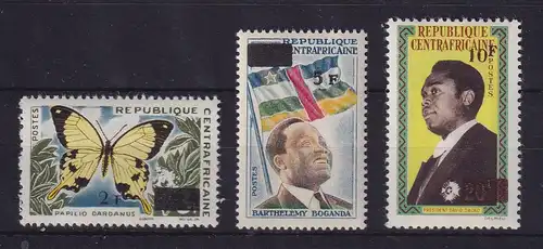 Zentralafrikanische Republik 1965 Marken mit Aufdruck Mi.-Nr. 98-100 **