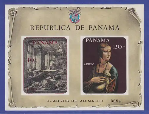 Panama 1967 Tierdarstellungen in der Kunst Mi.-Nr. Block 78 postfrisch **