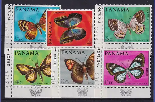 Panama 1968 Schmetterlinge Mi.-Nr. 1056-1061 Randstücke postfrisch **