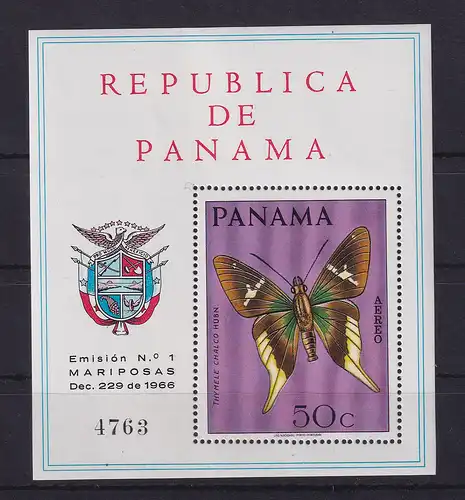 Panama 1968 Schmetterling Mi.-Nr. Block 89 A postfrisch **