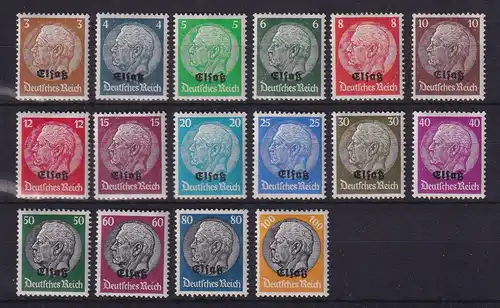 Dt. Besetzung 2. Weltkrieg Elsaß 1940 Hindenburg-Satz Mi.-Nr 1-16 **